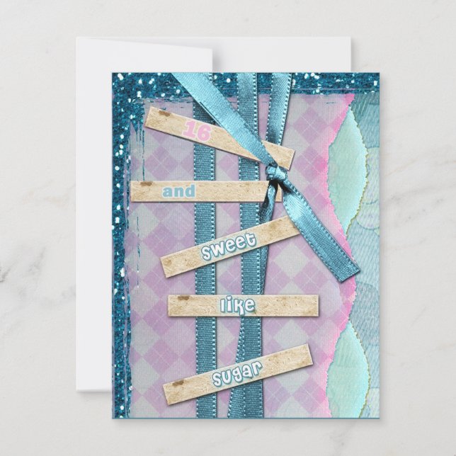 Doce Como Açúcar Doce 16 Convites de festas (Frente)