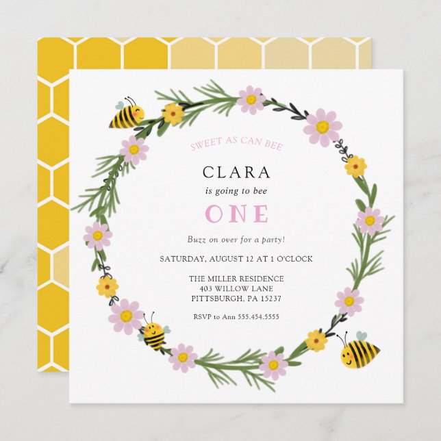 Doce Como Pode Ser O Convite De Aniversário (Frente/Verso)