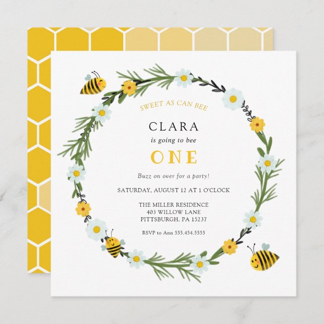 Doce Como Pode Ser O Convite De Aniversário (Frente/Verso)