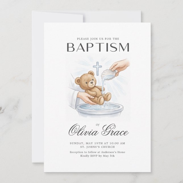 Doce Convite de Foto de Batismo de Bebê Recém-Nasc (Frente)