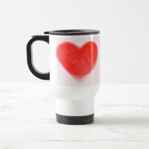 Doce Coração Rosa 2 Corações caneca de viagem
