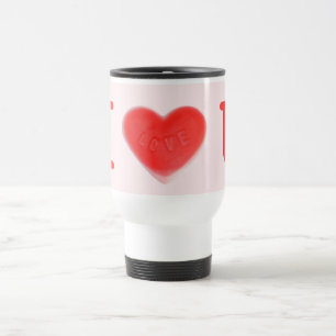 Doce Coração Rosa "Eu Amo-te" caneca de viagem
