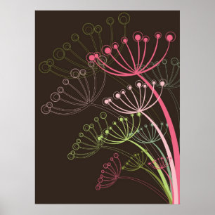 Doce Dandelions Flor Rosa Poster