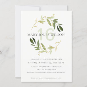 DOCE DE FOLIAGEM DOURADA VERDE 16 CARTÃO DE ANIVER