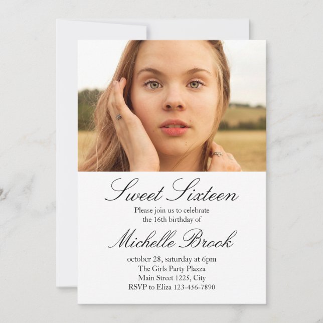 Doce Dezesseis 16 Foto - Adorável Convite (Frente)