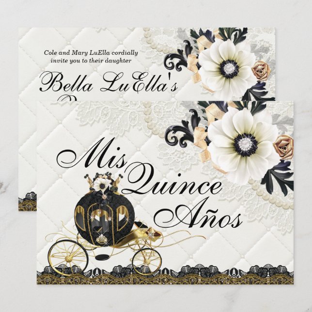 Doce Dezesseis Convites De Aniversário De Quincean (Frente/Verso)