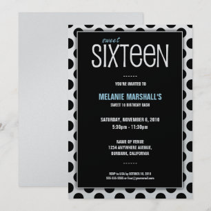 Doce Dezesseis Prata e Preto  Convites de festas