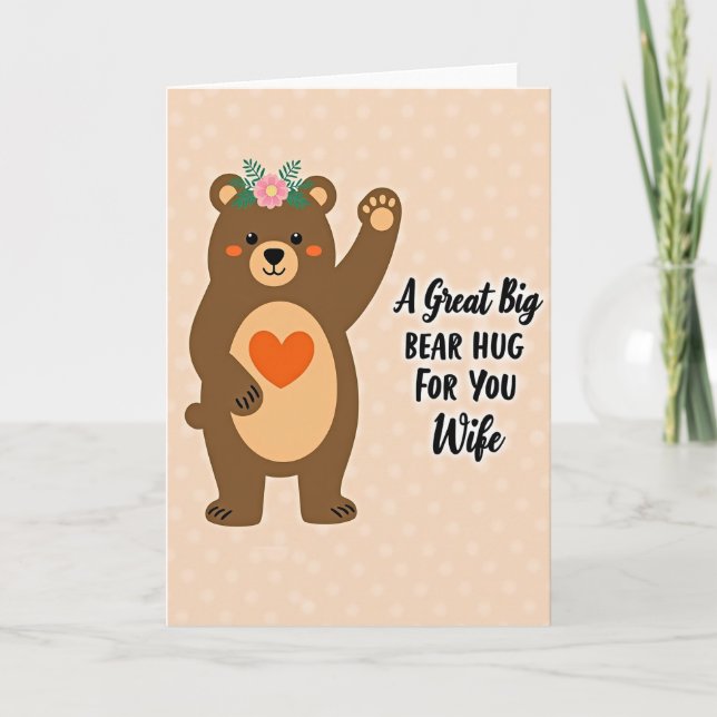 Doce Dia das Mães Urso Coração Cartão (Frente)