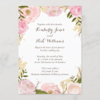 Doce Floral Rosa Wreath Convite De Casamento