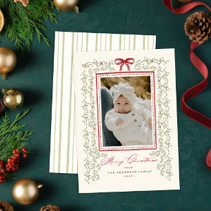 Doce Garland - Cartões de foto de Natal pintado co