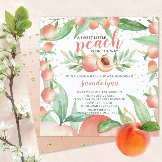 Doce Meninas de Peach Convite para Chá de fraldas (Criador carregado)
