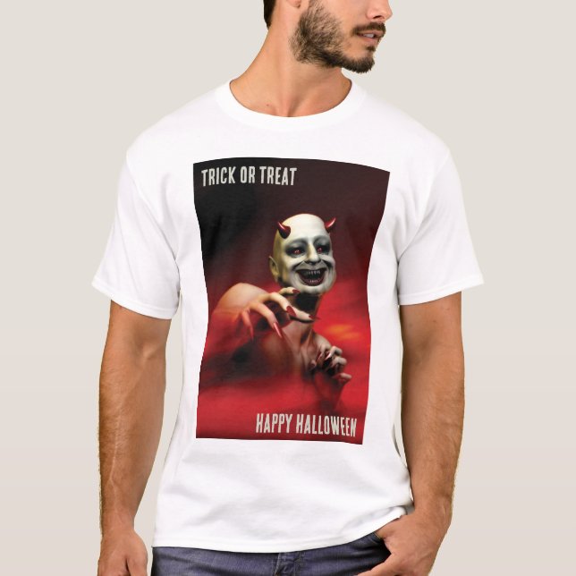 Doce ou Travessura. Feliz Halloween. Camiseta do D (Frente)