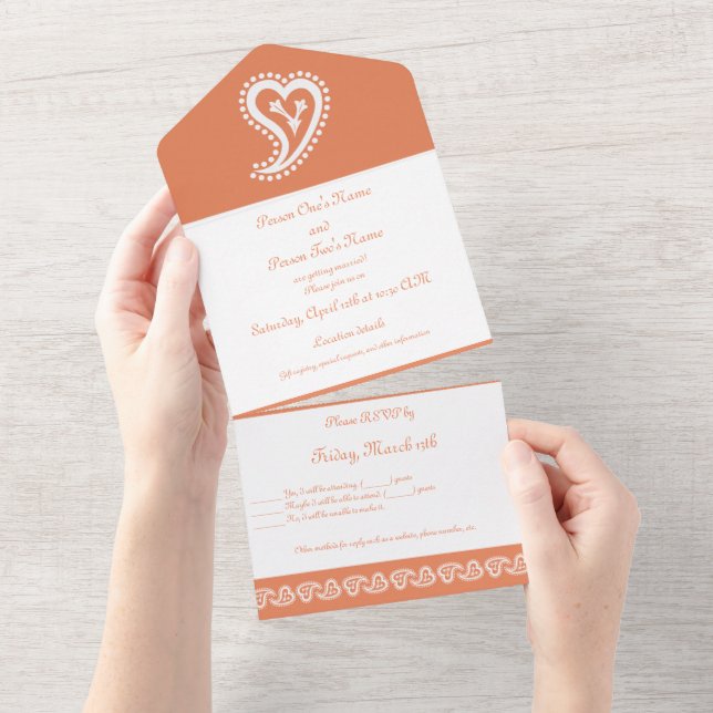 Doce Paisley Hearts in Coral (Aba destacável)