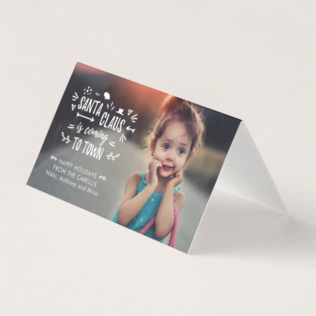 Doce Papai Noel está chegando Script Foto Cartão M (Frente)