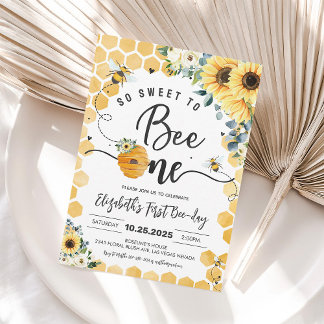 Doce para Ser uma Abelha Convite de 1º Aniversário