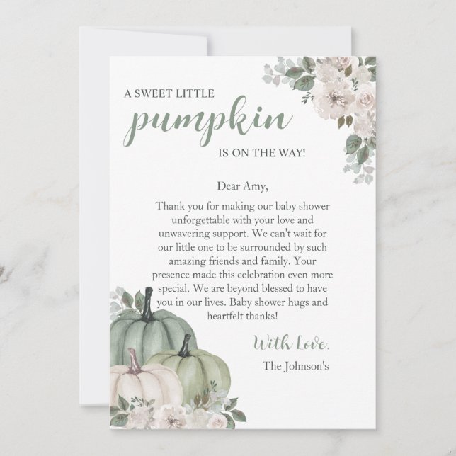 Doce Pequeno Convite Para Chá de fraldas De Outono (Frente)