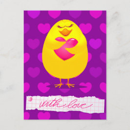Doce pintinho apaixonado por mensagem, cartão post