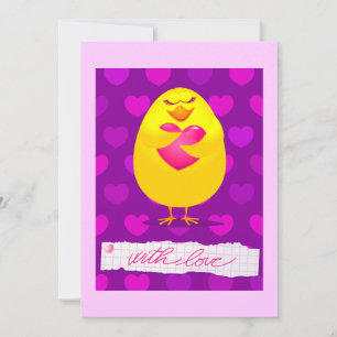 Doce pintinho apaixonado por mensagem, convite