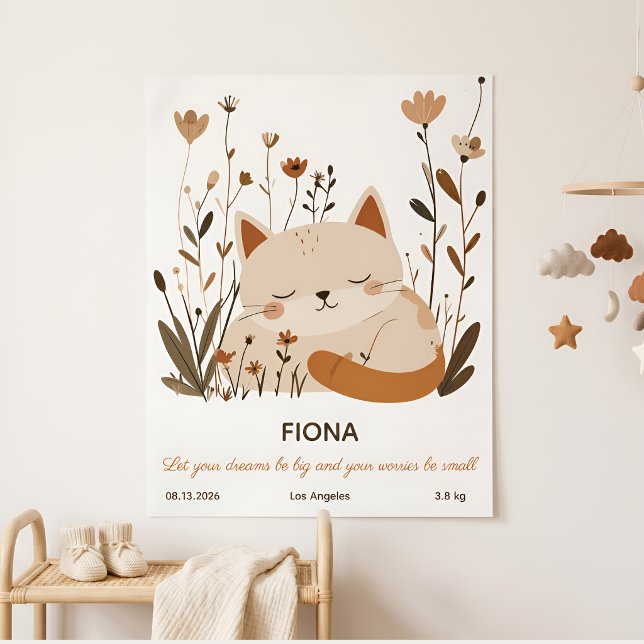 Doce Poster de Kitten Adormecido para Berçário Flo (Criador carregado)
