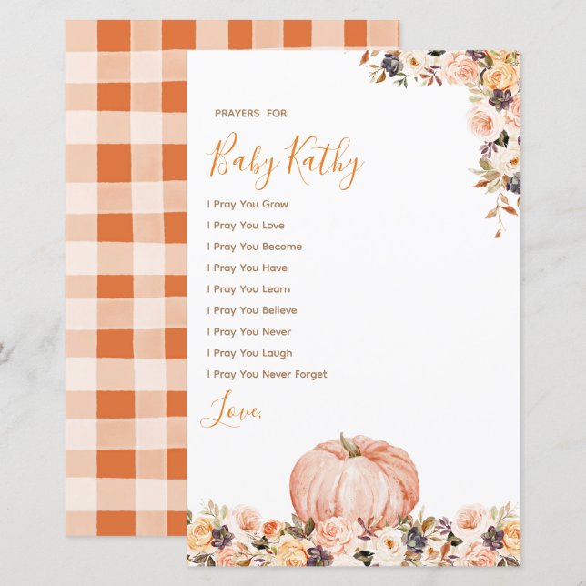 Doce Pumpkin Rustic Floral Love Prayers para Bebê (Frente/Verso)