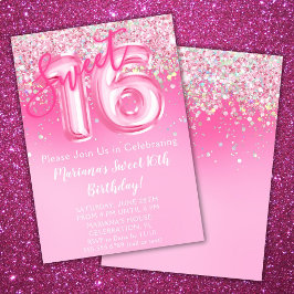 Doce Rosa 16.º Aniversário Convite Rosa