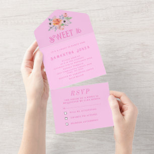Doce Rosa 16 Floral Sessenta Menina Elegante