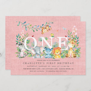 Doce Safari ONE Girls primeiro aniversario Convite