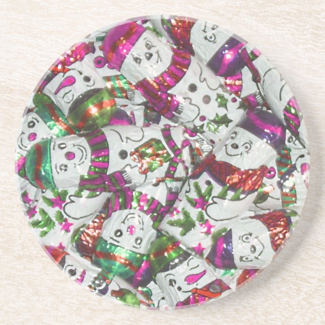 Doce Snowmen - porta copos Rosa (Frente)