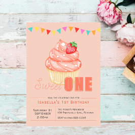 Doce UM, convite de cupcake para festa de 1º anive
