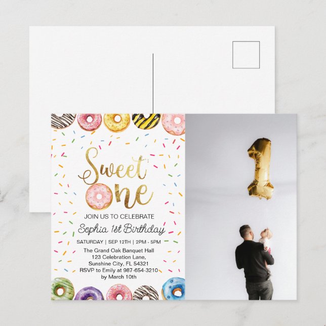 Doce Um Primeiro Convite De Aniversário, Rosquinha (Frente/Verso)