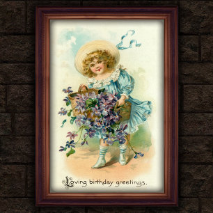 Doce Vintage 1908 Garota Floral Poster
