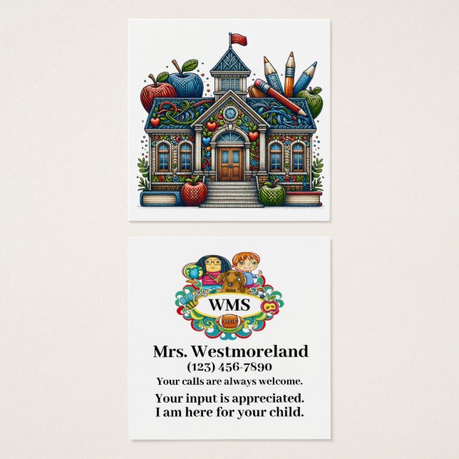 Docente da Escola de Cartão de Saída Ver Inverso (Frente & Verso)