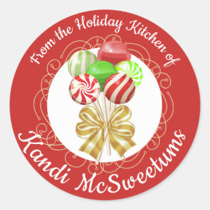 Doces de pirulito de Natal da cozinha da etiqueta