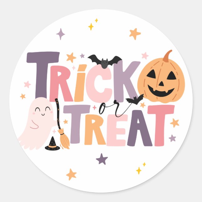 Doces ou Travessuras Adesivo de Halloween para Sac (Frente)