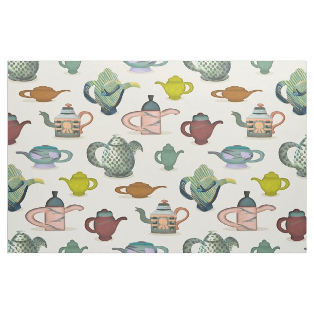 Doces - potes de chá pintados com rico no tecido (Fat Quarter)