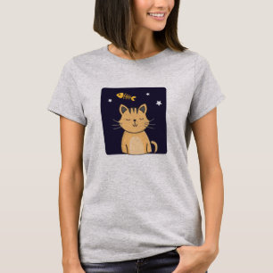 Doces Sonhos Camisa De Gato De Peixe - Gato Engraç