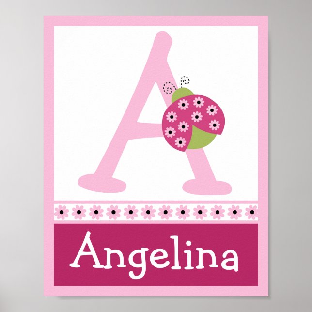 Docinho Pie Ladybug - Letra & Nome Wall Art Poster (Frente)