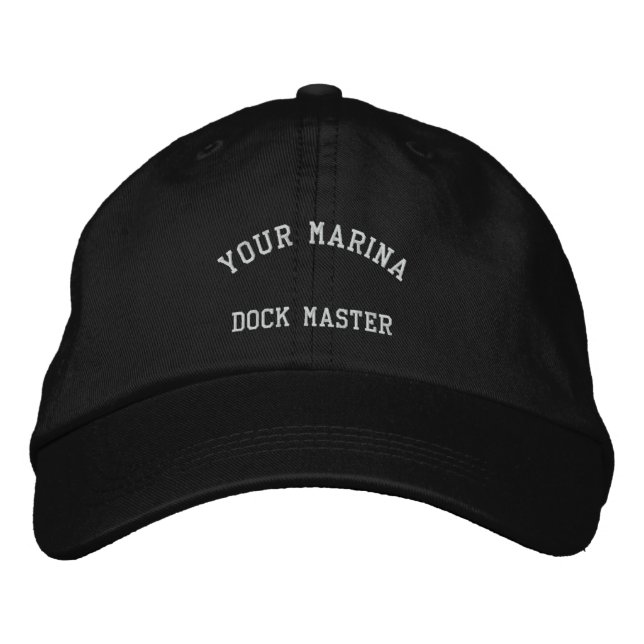 Dock Master Marina Bordado Boné Preto (Frente)