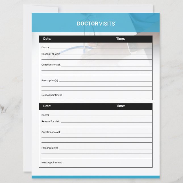 Doctor Visit Planner Template (Verso)