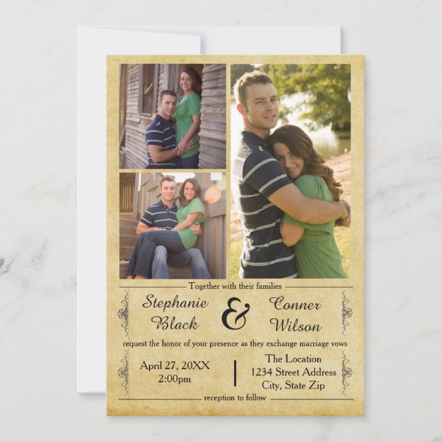 Documento Anterior 3 Fotos - Convite De Casamento (Frente)