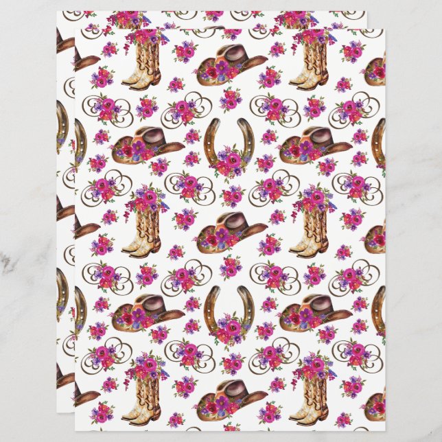 Documento de Escrapbook de Casamento Ocidental (Frente/Verso)