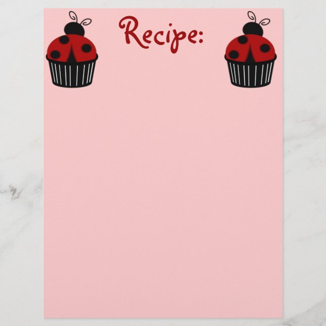 Documento de receita do Cupcake Ladybug (Frente)