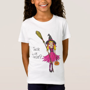 Doçura ou travessura? T-shirt cor-de-rosa louro d