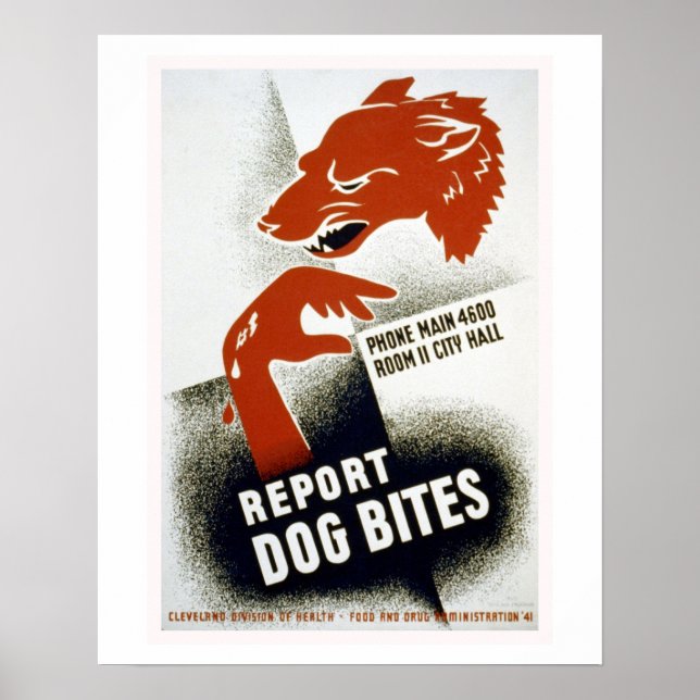 Dog Bites Vintage WPA Poster (Frente)
