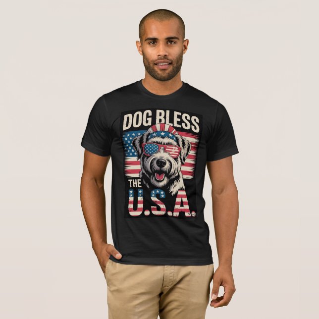 Dog Bless the USA T-shirt (Frente Completa)