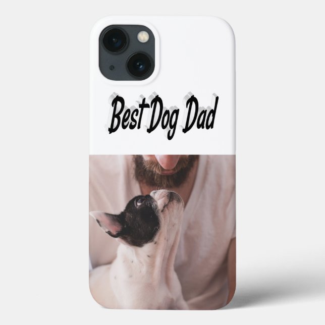 Dog Dad Photo Black  text iPhone Case (Verso)