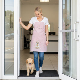Dog Groomer Lab Personalized Pink Print Apron