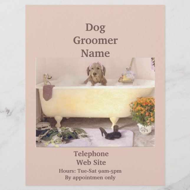 Dog Groomer Pet Products Services Business Flyer (Frente)