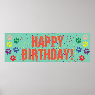 Dog Happy Birthday party banner poster