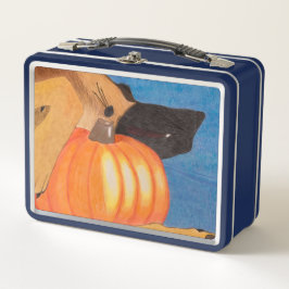 Dog paws and pumpkin metal lunch box